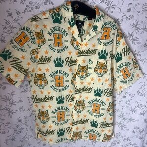 H&M Cream and Green Hawkins High School Shirt